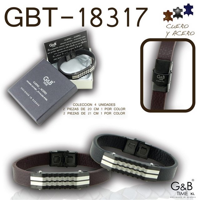 Pulseira em Pele p/Homem Ref.GBT18317--Castanho