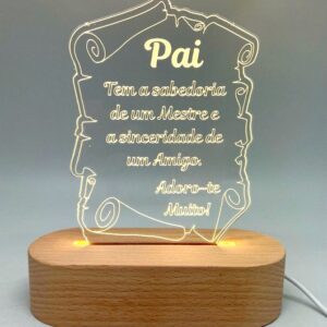 Placa Led c/Base Madeira 14x17cms Dia do Pai ref.5022864/1